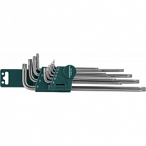Набор ключей торцевых TORX® удлиненных с центрированным штифтом Т9-50, 10 предметов 48066